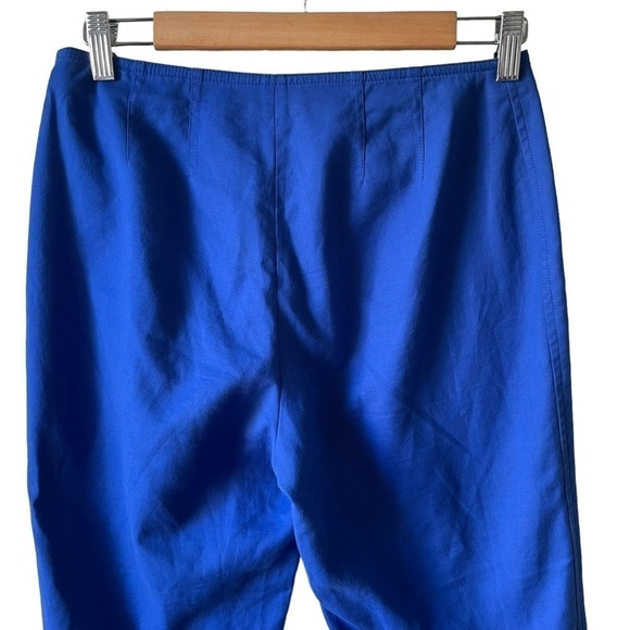 St. John Cobalt Blue Flat Waist Cotton Stretch Capri Cropped Pants Size 4 - Picture 4 of 8